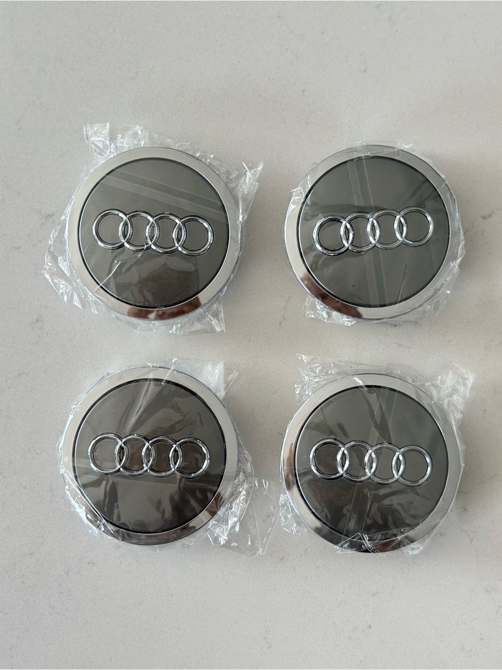 4X 61mm Car Wheel Center Cap Hub Cover Badge For Audi Grey Color Set